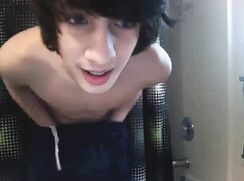 Dark Hair EMO slender guy wanks off in the shower - AI Enhanced