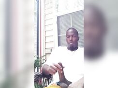 AHV - Black guy wanking on the terrace