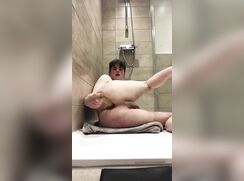 Twink in the shower with a dildo