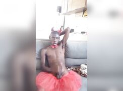 Masturbating for her followers while dressed as the devil