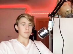 Blond kitten on webcam