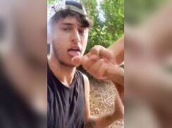 Happy cum face twink