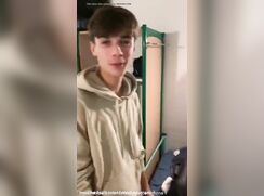 Dorm room exhibitionist again, another cumshot, different day in front of friends