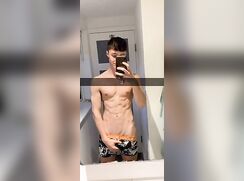 cute fit brunette dirty talk selfie mirror bate