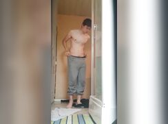 shower voyeur of a handsome guy