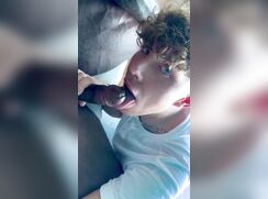 Curly blonde loves his man's black cock