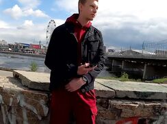 AHV-HD - Handsome guy masturbates his big dick on the embankment in extreme