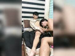 Sucking his lil' buddy's dick