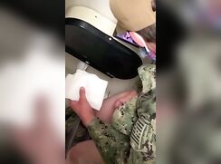 US military guy jerks off and cums a nice load