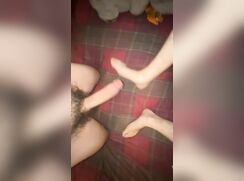Huge cock footjob
