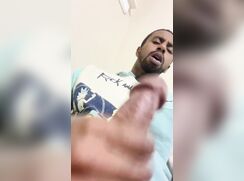 Hot black guy jerking off