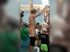 Naked guy on pool party