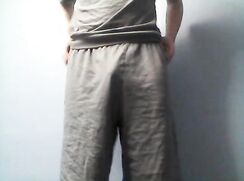 Hot boy plays with dick through shorts - no underwear