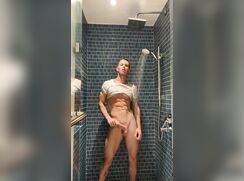 Lean Dude in Shower Hard as Rock