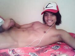 Cute Asian boy cums on webcam
