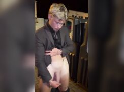 Blond Twink Strips Naked on Street-Jerks but is Interruppted-No Cum 180.mp4