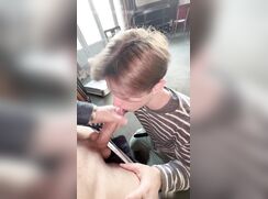 Sweetheart gives his older friend a blow-job