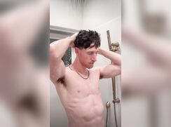 Stepbrother jerks off while looking at him in the shower