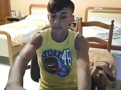 Latino College Student Slender Wanks Off in Dorm-room on Webcam - AI Enhanced