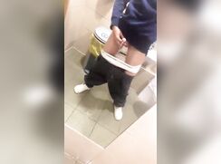 Cute blond lad pee everywhere