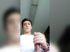 baited mixed asian guy flashes cock