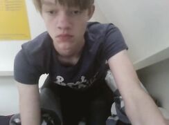 Horny blond boy having some fun in the bathroom