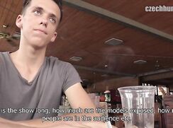 CH 209, Camera guy pays a young guy in grey T and black check shirt to suck and be fu