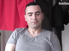 DD 225, Money guy pays off the debt of young guy in grey T if he sucks and is fucked