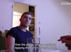 DD 226, Money guy pays off the debt of young guy in blue T if he sucks and is fucked