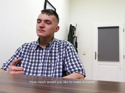 DS 218, Young guy in black, blue and white check shirts has to suck and be fucked to