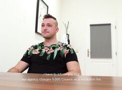 DS 225, Young guy in black T with floral shoulders has to suck and be fucked to get t