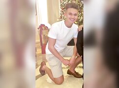 Faggot Oliver gets horny when he sees his friends