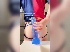 Subtitled dildo ride twink