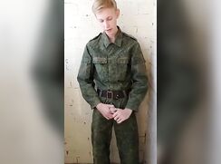 Blond kitten cadet cums