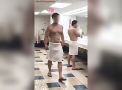 Locker-room spycam: Various lads naked