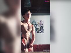 handsome japanese hunk jerks in the sunlight