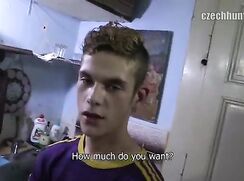 CH 221, Camera guy pays a young guy in red "Pick up and drop off" T at a party to suc