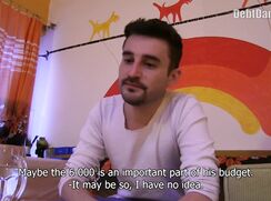 DD 229, Money guy pays off the debt of young guy in white T if he sucks and is fucked