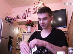 DD 237, Money guy pays off the debt of young guy in  black Tif he sucks and is fucked