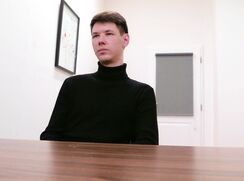 DS 228, Young guy in black polo jumper has to suck and be fucked to get the job