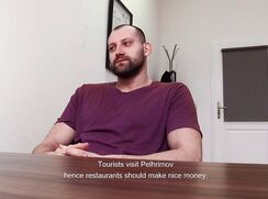 DS 233, Young guy in purple T has to suck and be fucked to get the job