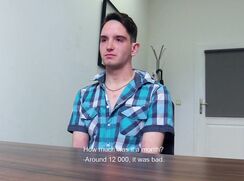 DS 235, Young guy in dark blue, light blue, and white check shirt has to suck and be