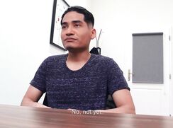 DS 236, Young guy in dark blue speckled top has to suck and be fucked to get the job