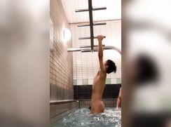 cute asian guy work out in onsen