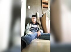 AHV - College guy cums on the floor