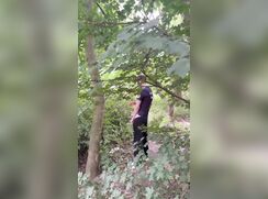 horny guy caught jerking off in the woods