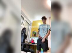 cute playing bedroom twink baiting for fans off