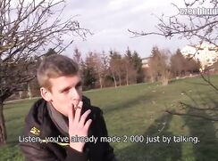CH 233, Camera guy pays a young guy in grey hoodie with yellow piping to suck and be