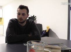 DD 241, Money guy pays off the debt of young guy in dark grey top if he sucks and is