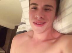 cute bed wanker blonde